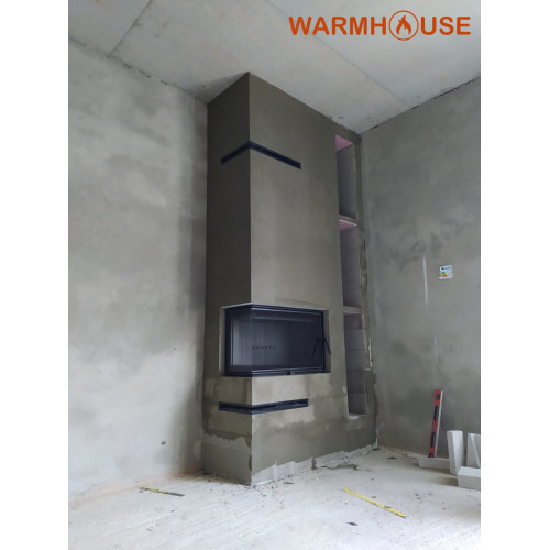 Сталевий камін конвекційний Kratki Lucy Slim лівий 10 кВт / Ø 160 мм ➡️ інтернет - магазин WARMHOUSE Львів