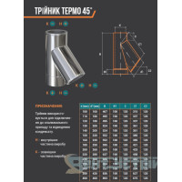 Трійник 45° димохідний сендвіч AISI 201 (0.8mm) нержавійка/оцинкований