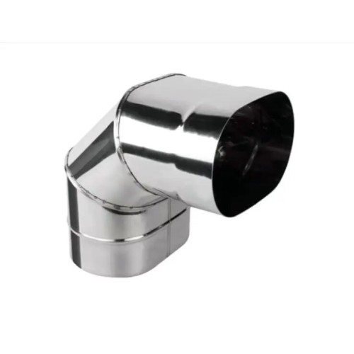 Колено 90° овальное для дымохода AISI 321 (0.8mm) из нержавейки