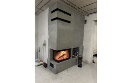 Камін на дрова кутовий з лівим шклом XFire - Corner L 800 Graphite монтаж Камін на дрова кутовий з лівим шклом XFire - Corner L 800 Graphite монтаж