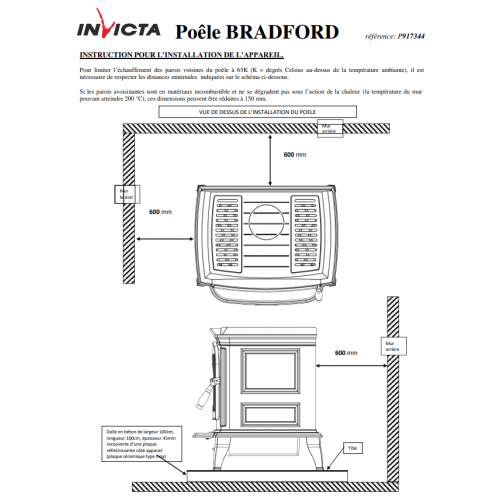 Піч камін Invicta Bradford (в кольорі слонова кістка емаль) класична форма