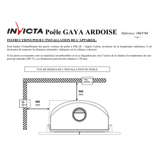 Піч камін Invicta Gaya Ardoise antracyt незвична форма на дровах