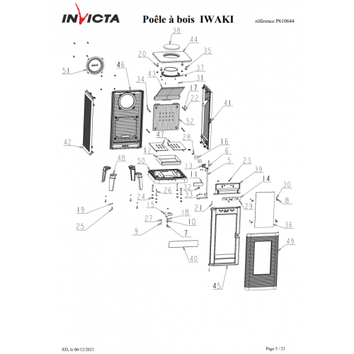 Піч камін Invicta Iwaki antracyt чавунна на дрова
