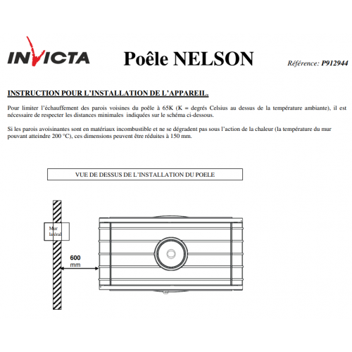 Піч камін тунельна на ніжці Invicta Nelson DF antracyt дров'яна