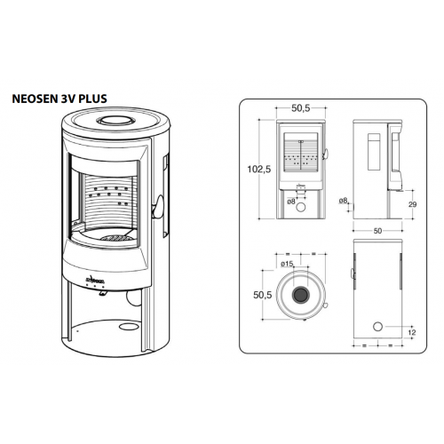 Піч камін сталева Invicta Neosen Plus 3 vitres (три шкла) конвекційна