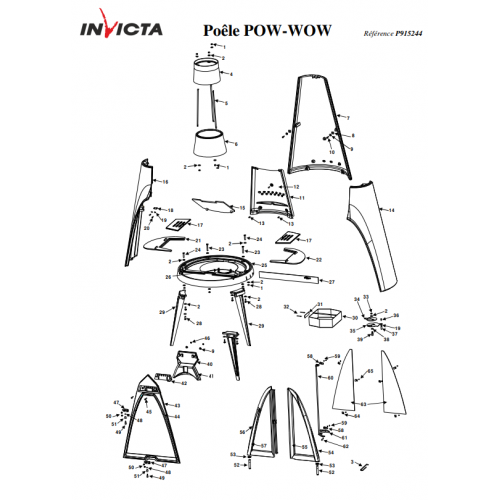 Піч камін Invicta Pow-Wow дизайнерська форма на дровах чавунна