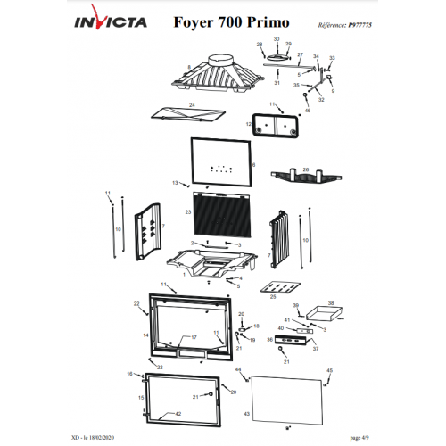 Камін Invicta Primo 700 з шибером класичний на дрова