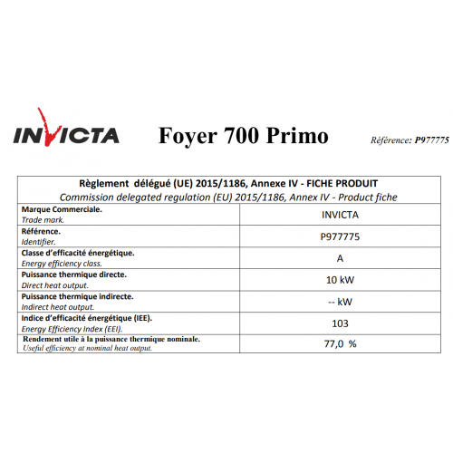 Камін Invicta Primo 700 з шибером класичний на дрова