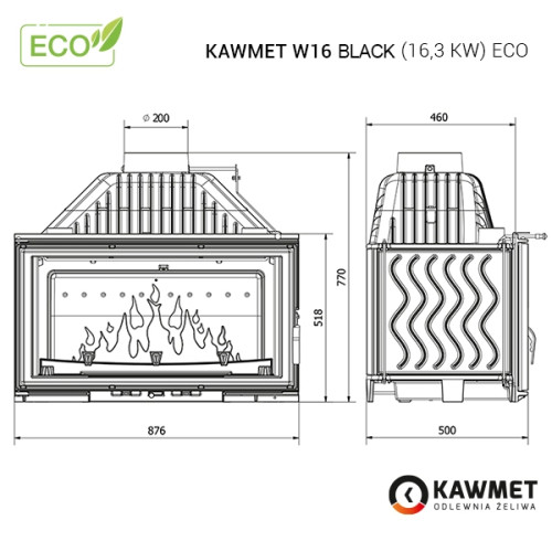 Камінна топка KAW-MET W16 Black (16.3 kW) ➡️ купити онлайн 24/7 в інтернет - магазині Warmhouse Камінна топка KAW-MET W16 Black (16.3 kW) ➡️ купити онлайн 24/7 в інтернет - магазині Warmhouse