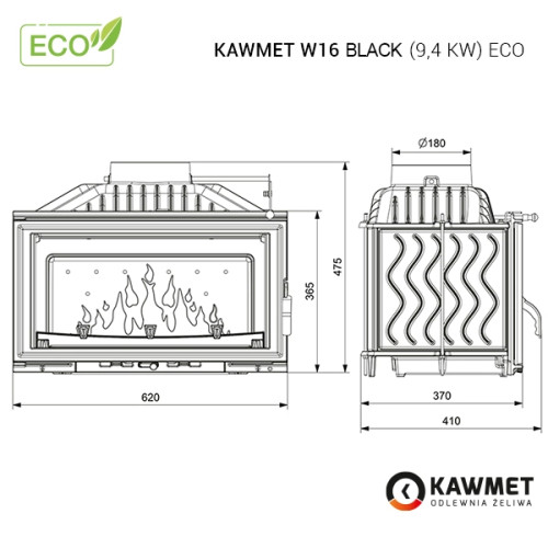 Камінна топка KAW-MET W16 Black (9.4 kW) EKO ➡️ купити в інтернет - магазині Warmhouse Львів Камінна топка KAW-MET W16 Black (9.4 kW) EKO ➡️ купити в інтернет - магазині Warmhouse Львів