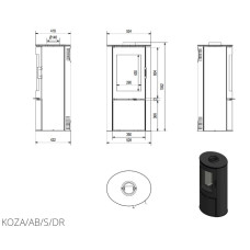 Печь каминная Kratki Koza AB S/DR black thermotec