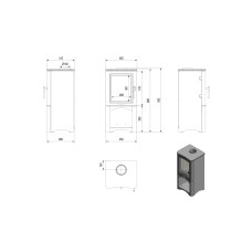Печь каминная Kratki Koza K5/S/W black thermotec с углублением для дров