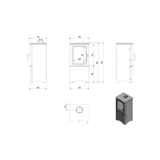 Печь каминная Kratki Koza K5/S/W/D black thermotec с углублением для дров