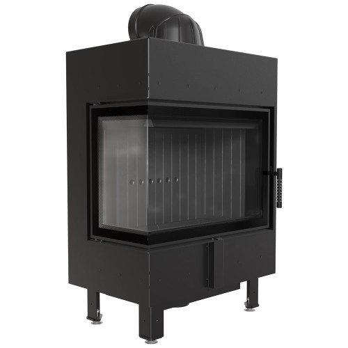 Сталевий камін дров'яний Kratki Lucy лівий 12 кВт / Ø 200 мм black thermotec ➡️ інтернет - магазин WARMHOUSE Львів