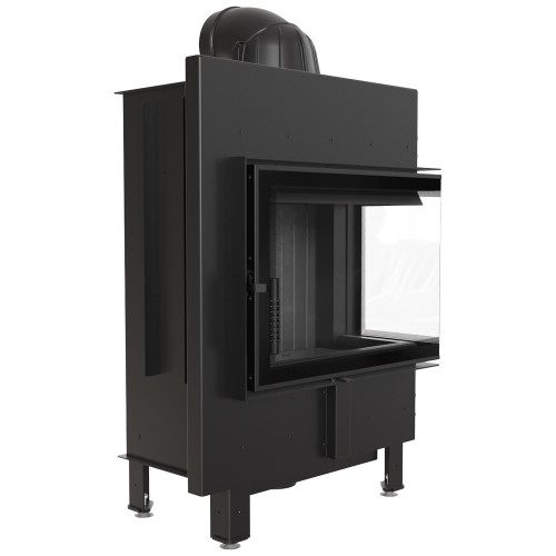 Сталевий камін на дрова Kratki Lucy правий 12 кВт / Ø 200 мм black thermotec ➡️ інтернет - магазин WARMHOUSE Львів