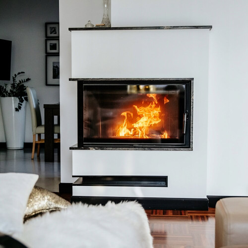 Сталевий камін конвекційний Kratki Lucy Slim лівий 10 кВт / Ø 160 мм black thermotec ➡️ інтернет - магазин WARMHOUSE Львів