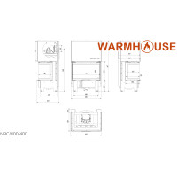 Камінна топка Kratki NBC 800/400 гільйотина black thermotec
