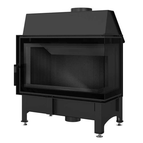 Сталевий камін Kratki Zibi правий 11 кВт / Ø 180 мм Deco black thermotec ➡️ інтернет - магазин WARMHOUSE Львів