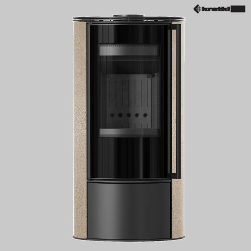 Дров'яна сталева піч камін Kratki Erik Ø150мм / 5,5 кВт акумулююча кераміка gold satin / black thermotec ➡️ купити WARMHOUSE Львів