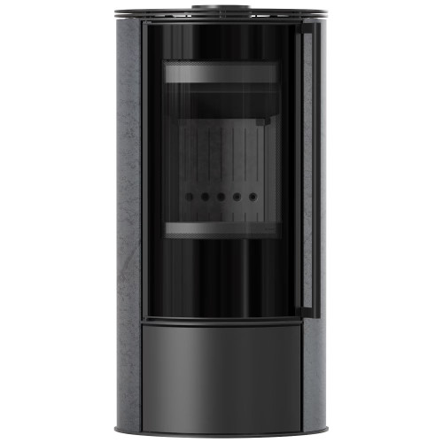 Дров'яна сталева піч камін Kratki Erik Ø150мм / 5,5 кВт акумулююча кераміка grafite satin / black thermotec ➡️ купити WARMHOUSE Львів