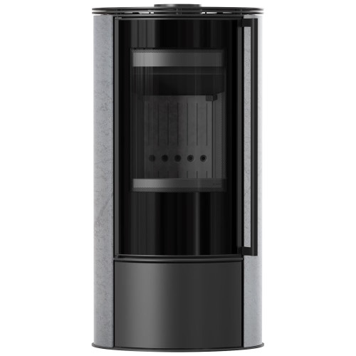 Дров'яна сталева піч камін Kratki Erik Ø150мм / 5,5 кВт акумулююча кераміка grey satin / black thermotec ➡️ купити WARMHOUSE Львів