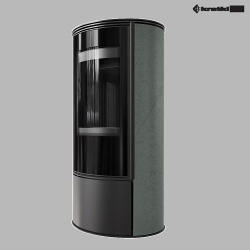 Дров'яна сталева піч камін Kratki Erik Ø150мм / 5,5 кВт акумулююча кераміка serpentino / black thermotec ➡️ купити WARMHOUSE Львів