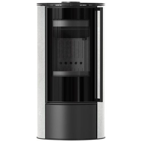 Дров'яна сталева пічка камін Kratki Erik Ø150мм / 5,5 кВт декоративна кераміка white natural / black thermotec ➡️ купити WARMHOUSE Львів