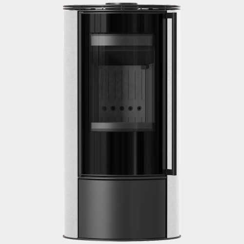 Дров'яна сталева пічка камін Kratki Erik Ø150мм / 5,5 кВт декоративна кераміка white satin / black thermotec ➡️ купити WARMHOUSE Львів