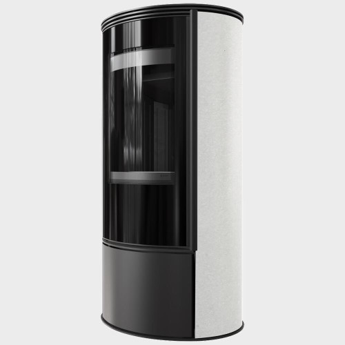 Дров'яна сталева пічка камін Kratki Erik Ø150мм / 5,5 кВт декоративна кераміка white satin / black thermotec ➡️ купити WARMHOUSE Львів