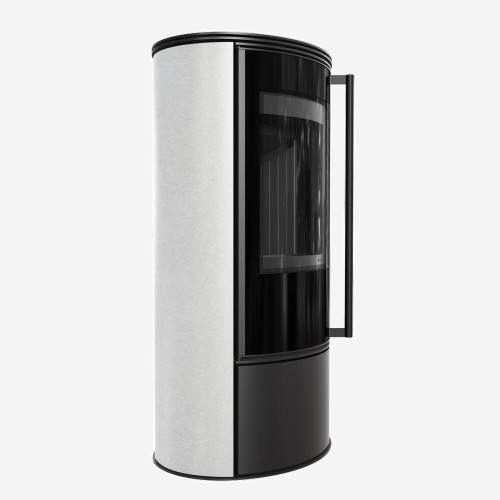 Дров'яна сталева пічка камін Kratki Erik Ø150мм / 5,5 кВт декоративна кераміка white satin / black thermotec ➡️ купити WARMHOUSE Львів