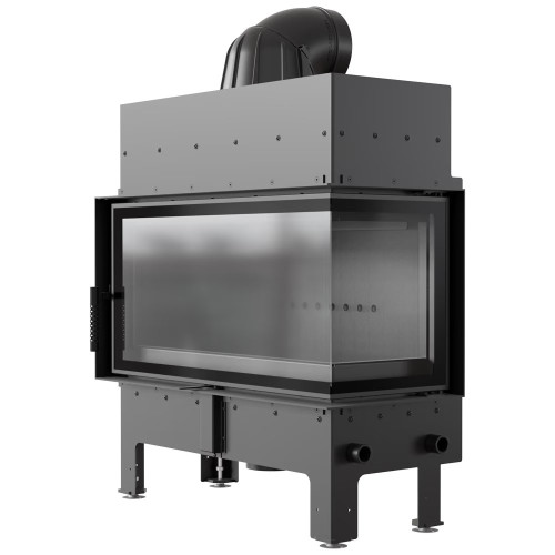 Камін сталевий Kratki Flok L правий 12 кВт Ø 200 мм black thermotec ➡️ інтернет - магазин WARMHOUSE Львів