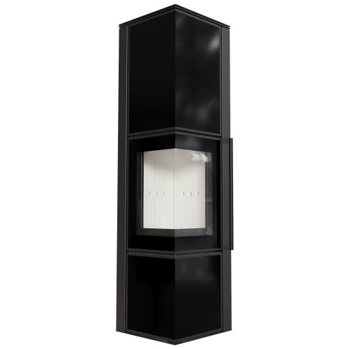 Сталева пічка - камін Kratki TORA/L/LW 8 kW / Ø 150мм lacobel чорний ➡️купити у Львові WARMHOUSE