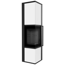 Печь камин Kratki Tora/L 8 кВт / Ø 150мм lacobel белый / black thermotec