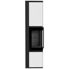 Печь камин Kratki Tora/L 8 кВт / Ø 150мм lacobel белый / black thermotec