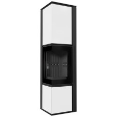 Печь камин Kratki Tora/L 8 кВт / Ø 150мм lacobel белый / black thermotec