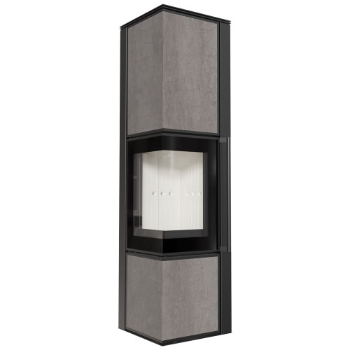 Сталева пічка - камін Kratki TORA/L/LW 8 kW / Ø 150мм lacobel naturali pietra di savoia grigia 