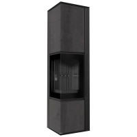 Піч камін Kratki Tora/L 8 kW / Ø 150мм lacobel naturali pietra di savoia antrancite bocciardata / black thermotec