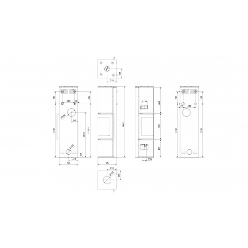 Сталева пічка - камін Kratki TORA/L/LW 8 kW / Ø 150мм lacobel білий ➡️ купити у Львові WARMHOUSE