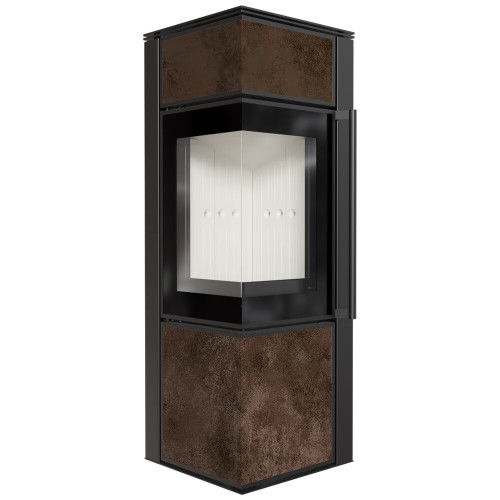 Дров'яна сталева пічка TORA/M 8 кВт / Ø 150мм OXIDE MORO панель lacobel ➡️ замовити в магазині у Львові