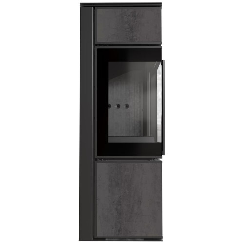 Дров'яна сталева пічка TORA/M 8 кВт / Ø 150мм naturali pietra di savoia antrancite bocciardata панель lacobel / black thermotec