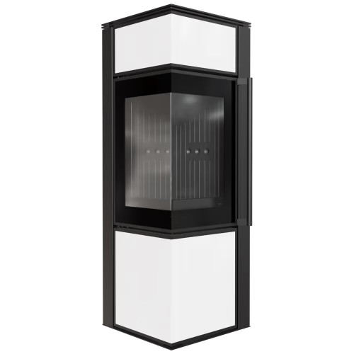 Пічка камінна Kratki Tora/S 8 KW lacobel white / black thermotec на дрова ➡️ замовити у Львові