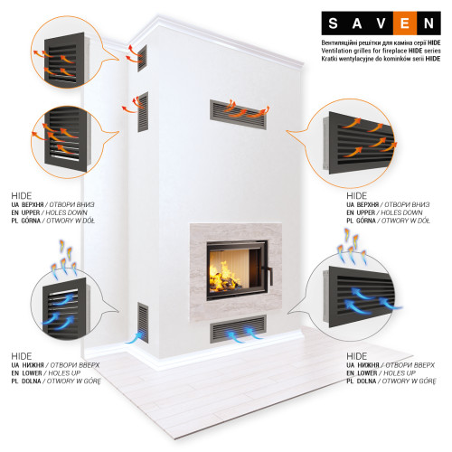 Вентиляційна решітка для каміна SAVEN Hide Vertical 30x17 біла ➡️ магазин WARMHOUSE Львів
