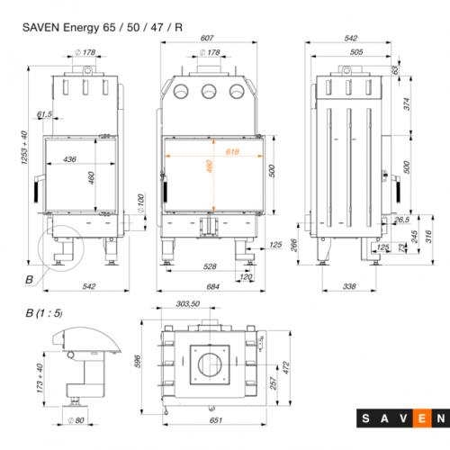 Камінна топка SAVEN Energy 65*50*47R Black (14,5 kW) ECO кутова права ➡️ купити в магазині Warmhouse у Львові Камінна топка SAVEN Energy 65*50*47R Black (14,5 kW) ECO кутова права ➡️ купити в магазині Warmhouse у Львові