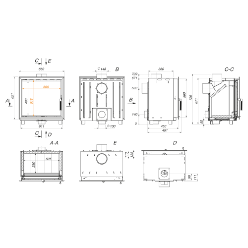 Камін касетного типу на дрова Saven Into 60x62 Eco ➡️ інтернет - магазин WARMHOUSE Львів