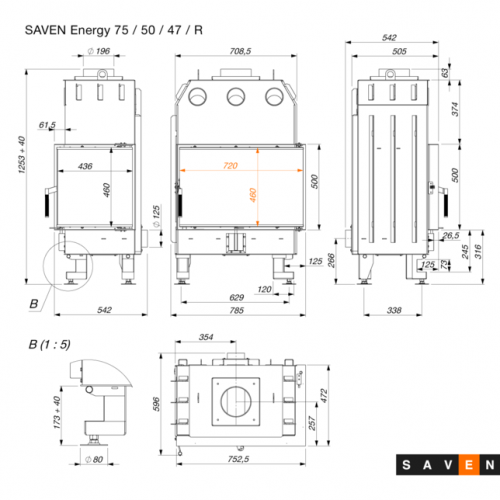 Камінна топка SAVEN Energy 75*50*47R Black (15,1 kW) ECO правостороння ➡️ замовити в магазині Warmhouse у Львові Камінна топка SAVEN Energy 75*50*47R Black (15,1 kW) ECO правостороння ➡️ замовити в магазині Warmhouse у Львові