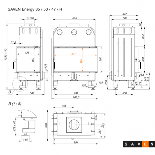 Каминная топка угловая SAVEN Energy 85*50*47R (17,0 kW) ECO для уюта и отопления Каминная топка угловая SAVEN Energy 85*50*47R (17,0 kW) ECO для уюта и отопления