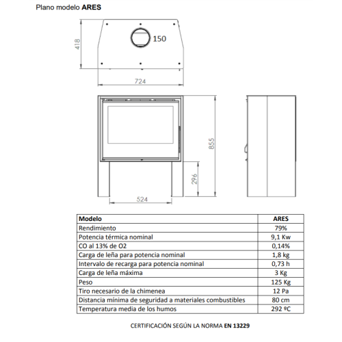 Пічка камін на дрова Carbel Ares - 2 Thermic шкляний верх