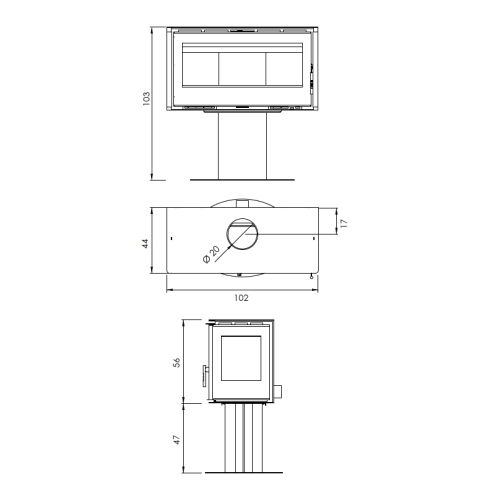 Печка каминная на дрова Carbel Pie RA-100-2 Thermic на ножке