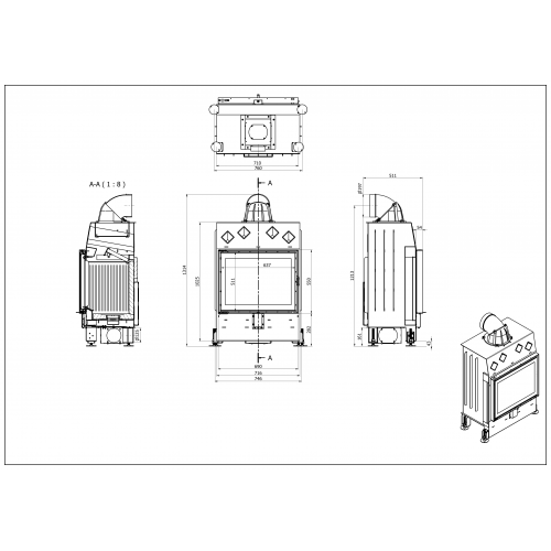 Камін Xfire - Flat 700 прямий фасад на дрова Камін Xfire - Flat 700 прямий фасад на дрова