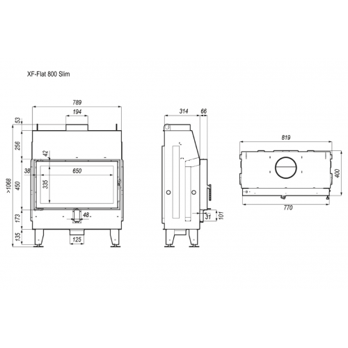 Камінна топка XFire - Flat 800 Slim сталь